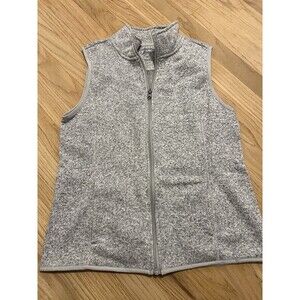 GH Bass & Co Womens Heather Gray Sweater Fleece Full‎ Zip Vest Mock Neck Size M